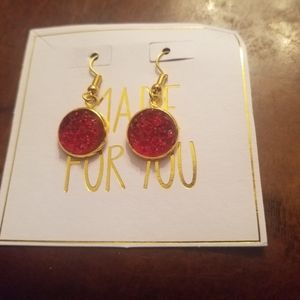 Red druzy earrings